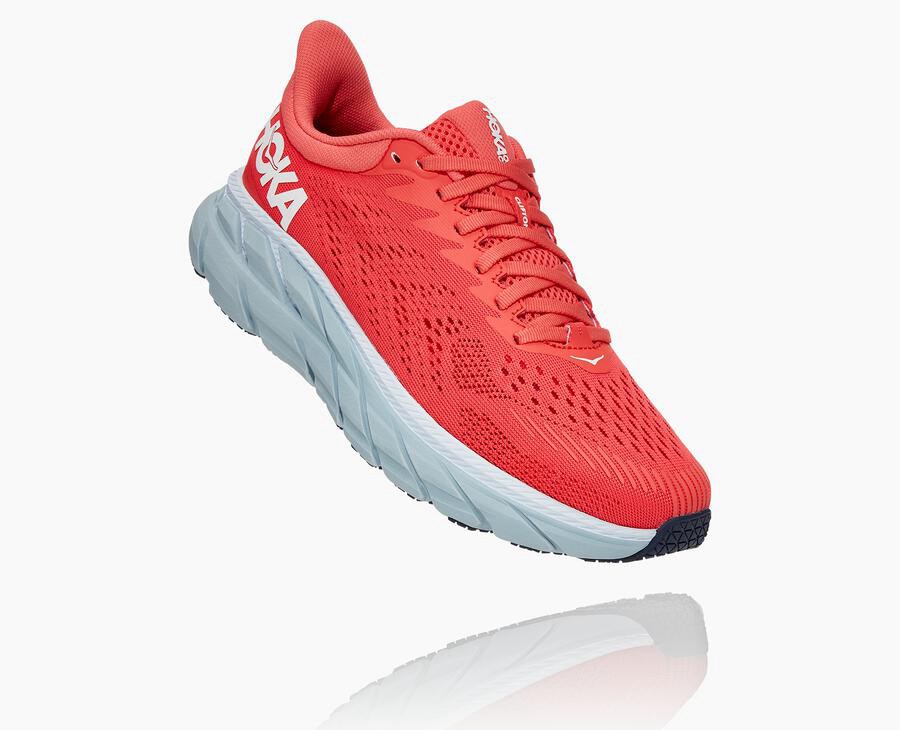 Hoka One One Tenisky Damske Červené/Biele - Clifton 7 - 15709-ZCJB